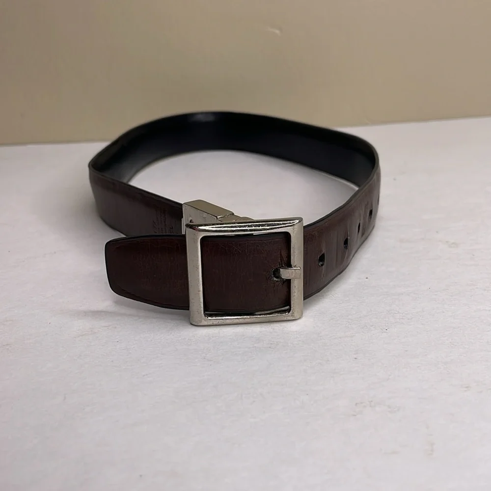 CHAPS Belt Brown Vegan Leather silver Buckle Boy’s XS 19-24